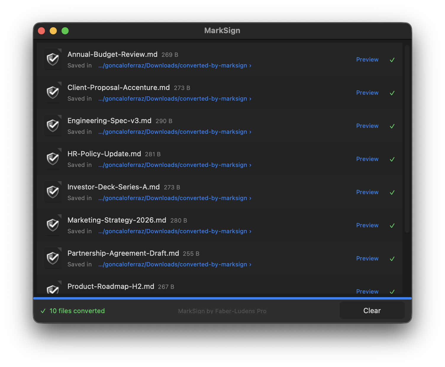 MarkSign converting multiple files at once